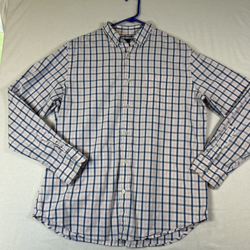 Banana Republic Mens Long Sleeve Button Down Shirt Large Camden Fit Plaid Blue